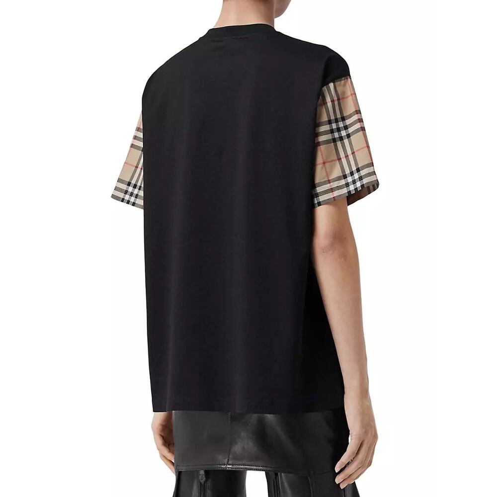Burberry Serra Nova Check Black Oversized Tee Shirt Large L 8014895 - Picture 5 of 16